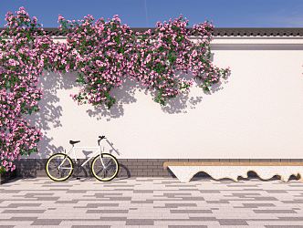 Modern Vine Landscape Wall Flower Wall Flowers Climbing Plants Vine Plants 3d model