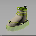 Stylish High Top Light Beige Sneakers With Neon Green Laces Transparent Green Sole