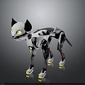 Mechanical Dog Character With Cat Like Ears Yellow Eyes And Glowing Paws
