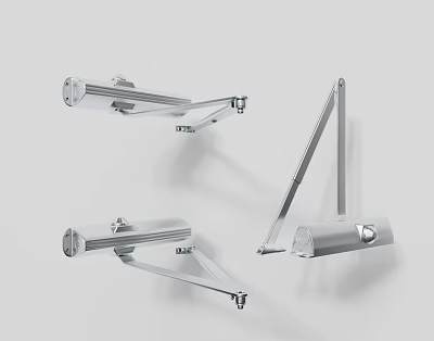 Adjustable Silver Metal Arm Brackets With Modern Mechanical Design For Equipment Support 3d model