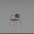 Modern Orange Chair With Metal Frame Armrests And Sleek Comfortable Seat