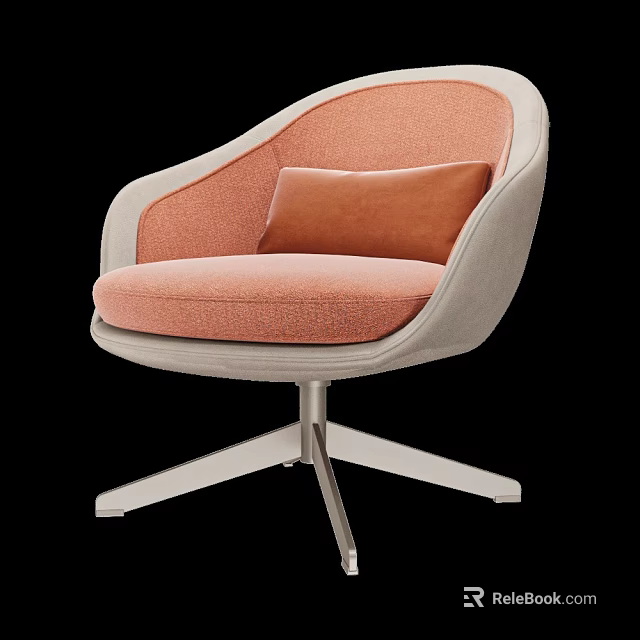 Stylish Modern Single Sofa with Light Orange Upholstery Gray Frame and Metal Base 3d model 
