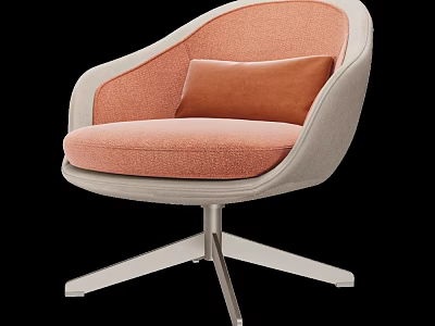 Stylish Modern Single Sofa with Light Orange Upholstery Gray Frame and Metal Base 3d model