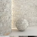 Natural Stone Architectural Components With Spherical Design And Textured Wall Backdrop 3d model