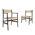 Modern Leisure Chair With Wooden Frame And Light Colored Fabric Seat Backrest