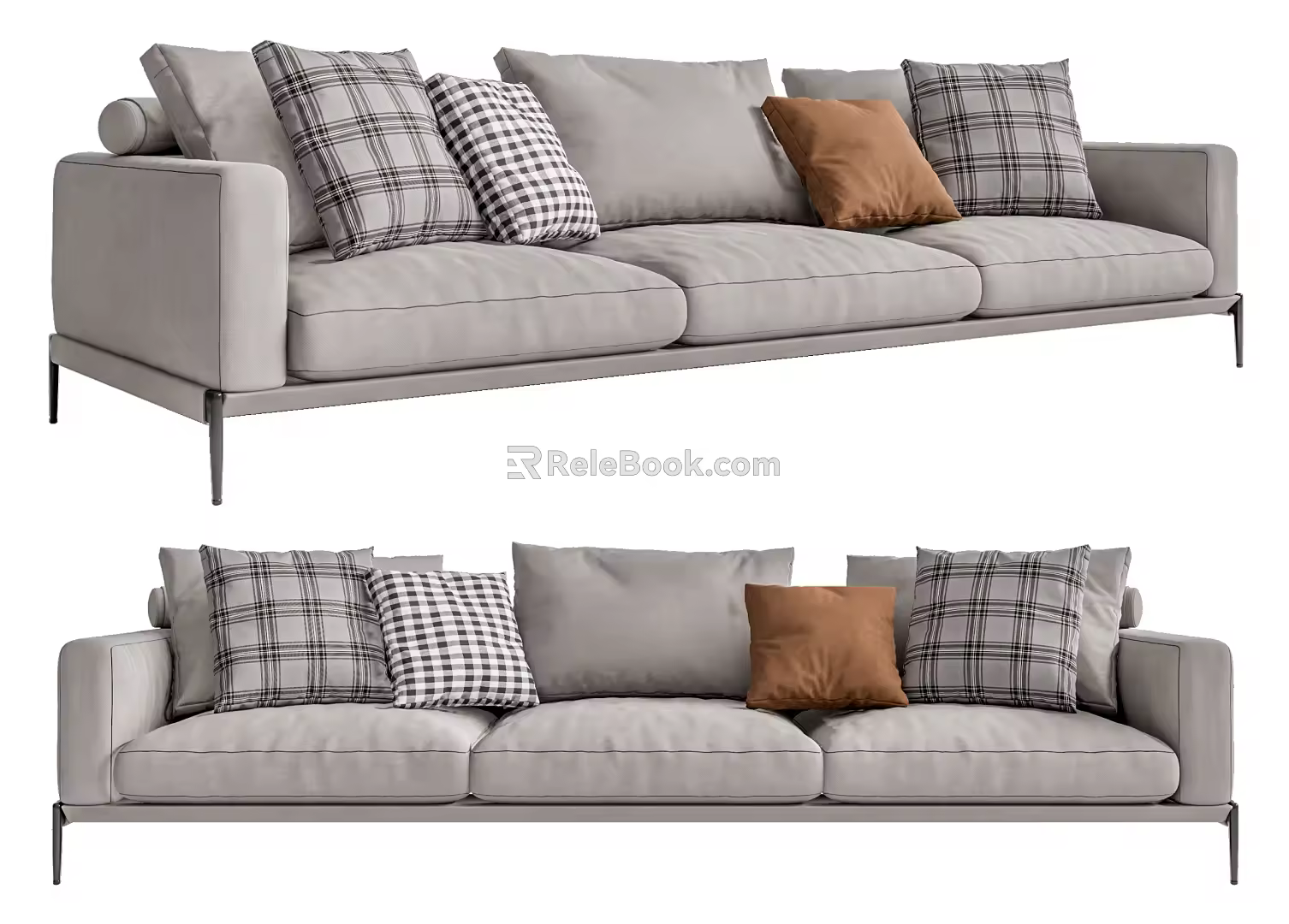 Modern three-seat sofa multiplayer sofa 3d model