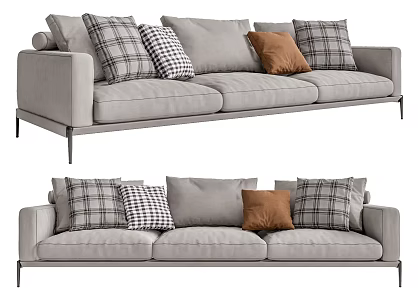 Modern three-seat sofa multiplayer sofa 3d model