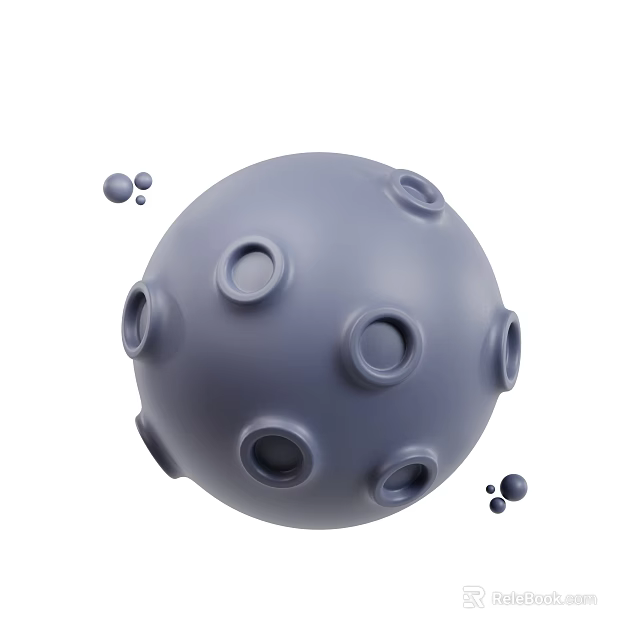 Modern Style Decorative Ornament Set Featuring Gray Spherical Design With Hollow Holes And Small Spheres 3d model 
