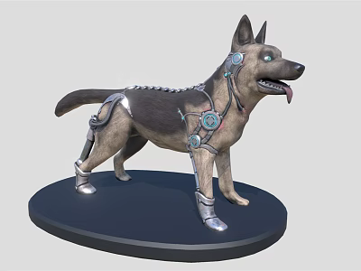 Mechanical Dog 3D Model with Detailed Mechanical Components on Black Display Base 3d model