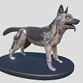Mechanical Dog 3D Model with Detailed Mechanical Components on Black Display Base 3d model
