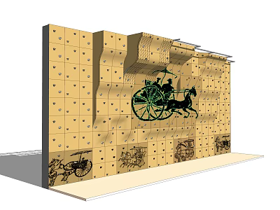 Sports Equipment Climbing Wall With Multiple Holds And Decorative Chariot Patterns 3d model