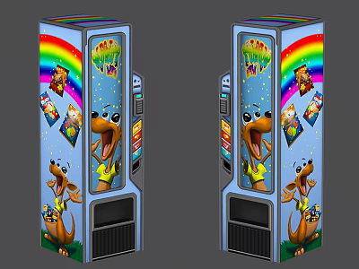 Playful Colorful Commercial Candy Vending Machine Featuring Cartoon Kangaroo And Rainbow Design 3d model