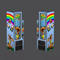 Playful Colorful Commercial Candy Vending Machine Featuring Cartoon Kangaroo And Rainbow Design