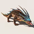 Fantasy Creature With Horns Scales And Open Mouth