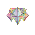 Rainbow Colored Heart Shaped Polyhedral Decorative Ornament Set With Transparent Material And Geometric Design
