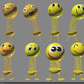 Yellow Smiley Face Decorative Ornament Set With Spring Bases And Various Expressions
