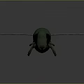 Realistic 3D Bee Model With Green Body Yellow Stripes And Transparent Wings