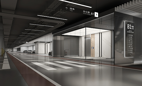 Modern Parking Underground Parking Garage Elevator Hall 3d model