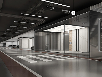 Modern Parking Underground Parking Garage Elevator Hall 3d model