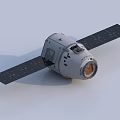 White Spacecraft Model With Black Solar Panels And Orange Front Structure 3d model