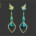 Elegant Butterfly Design Earrings with Gold Frame and Blue Teardrop Rhombus Gemstones