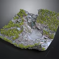 Realistic Terrain Landscape Model With Rocky Structure Green Vegetation And Mossy Paths