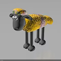 Gray Sheep Cartoon Character With Colorful Hat Yellow Outfit And Pink Patterns