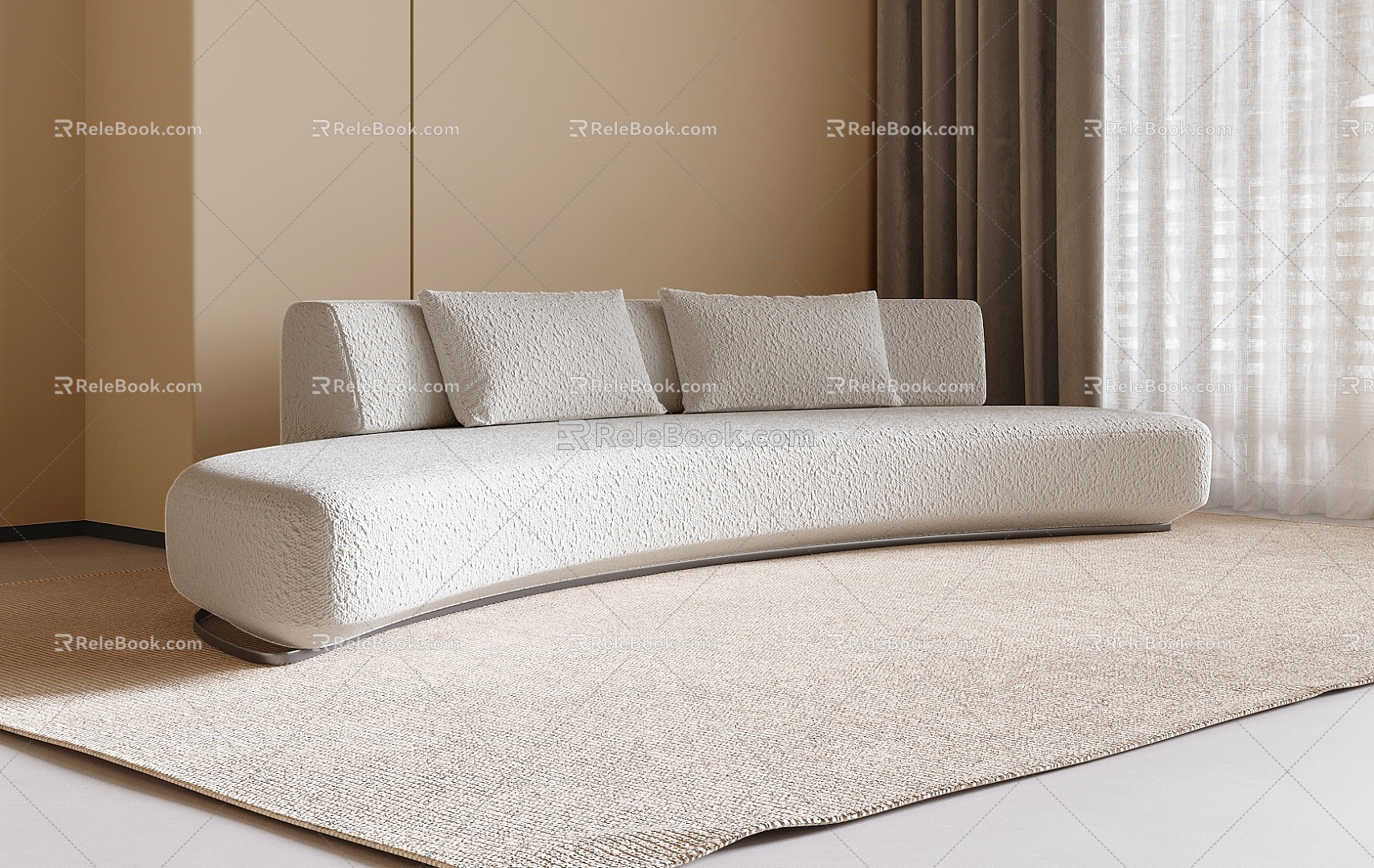 Curved sofa sofa carpet multi-person sofa 3d model