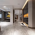 Modern Restaurant Interior With Dining Table Chairs Pendant Lights And Yellow Flowers