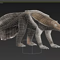 Anteater 3D Model Featuring Long Snout and Shaggy Fur in Standing Stance
