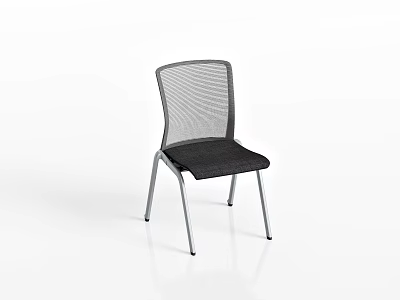 Modern Single Chair With Mesh Back Metal Frame And Black Seat Cushion 3d model