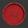 Red Circular Ashtray With Smooth Surface And Reflective Background Design