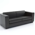 Modern Black Leather Two Seater Sofa With Clean Lines And Armrests 3d model