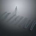 Geometric Architectural Framework Sketches Featuring Multiple Linear Bridge Structures Models