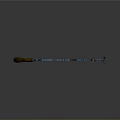 Hacksaw with blue metal frame and wooden handle on dark background showing clear reflection