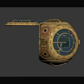 Vintage Spherical Decorative Ornament Combination Featuring Mechanical Interior Control Panel And Metal Details