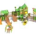 Amusement equipment wooden slide 3d model