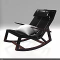 Modern Black Leather Leisure Chair With Wooden Armrests White Cushion And Wooden Base