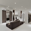 Modern Clothing Store Interior With White Space Wooden Shelves Potted Plant And Hanging Clothes