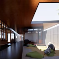 Modern Detached House With Large Glass Windows Wooden Eave And Side Tree