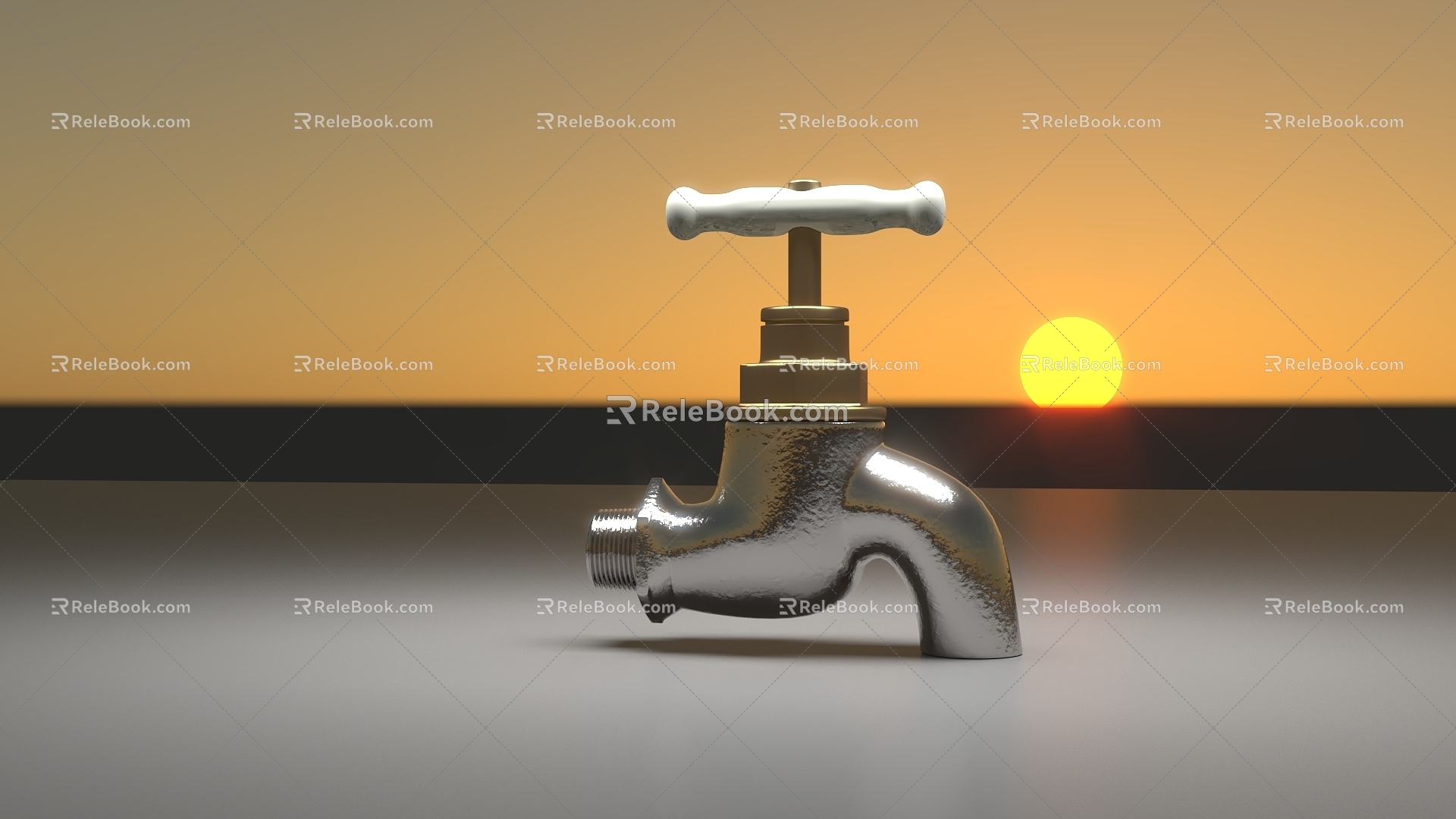 Vintage faucet sunset metal faucet ceramic faucet 3d model