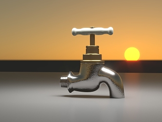 Vintage faucet sunset metal faucet ceramic faucet 3d model