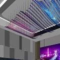 Modern Front Desk Reception Area With Colorful Chandelier Large LED Screen Display And Luxurious Interior