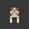 Pixelated Orange And White Bulldog Standing Pose 3D Digital Art Model Design