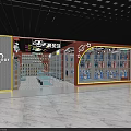 Specialty Store Interior With Colorful Ceiling Decorative Lights Shelves And Displayed Products