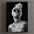 Black and White Female Portrait With Braided Updo Sunglasses Geometric Lines And Dark Background