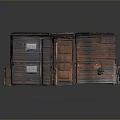 Old Wooden Crates Stacked Together With Metal Straps And Weathered Surfaces