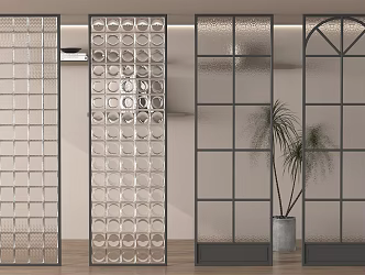 French style glass partition porch partition Changhong glass embossed glass 3d model