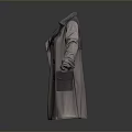 Classic Long Trench Coat With Double Breasted Buttons And Pockets Design 3d model