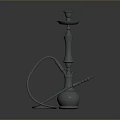 Gray Hookah Pipe with Long Hose and Smooth Curved Design on Dark Surface